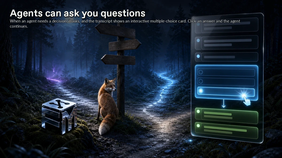 Abstract ForkMesh artwork for Agents can ask you questions