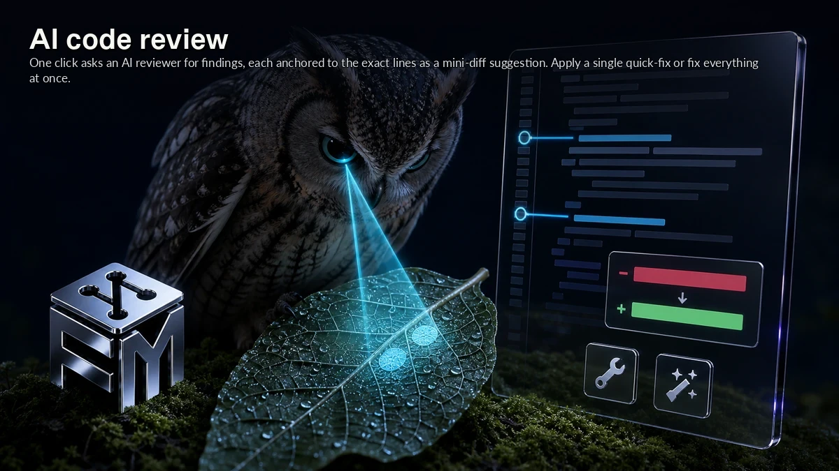 Abstract ForkMesh artwork for AI code review