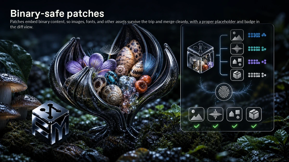 Abstract ForkMesh artwork for Binary-safe patches