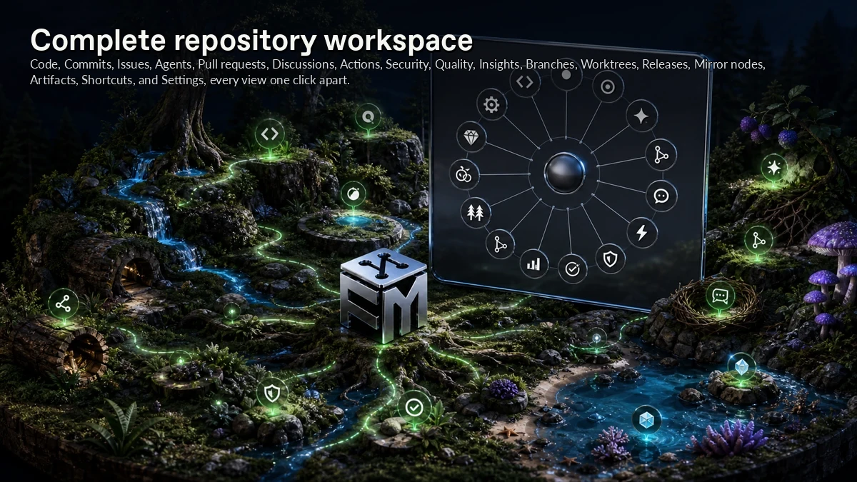 Abstract ForkMesh artwork for Complete repository workspace