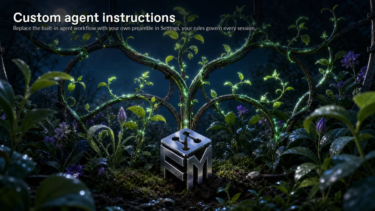Abstract ForkMesh artwork for Custom agent instructions