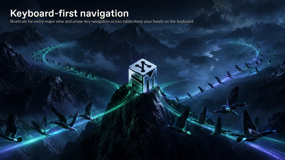 Abstract ForkMesh artwork for Keyboard-first navigation