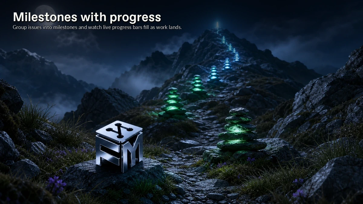 Abstract ForkMesh artwork for Milestones with progress
