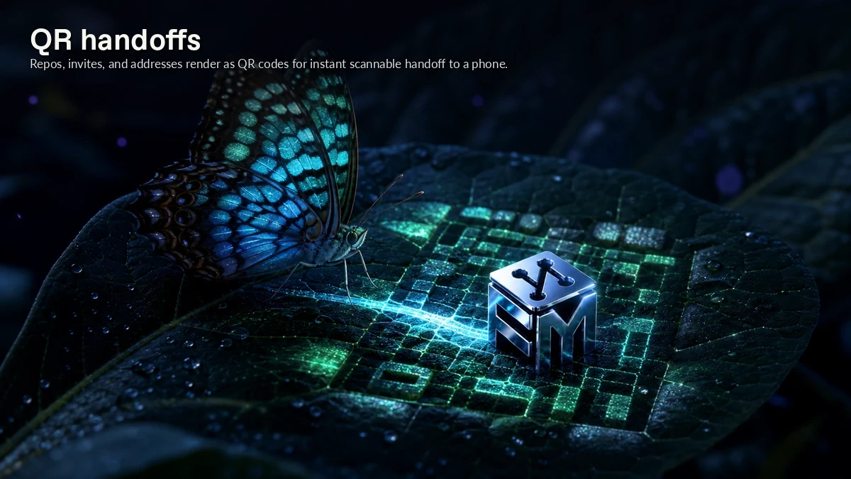 Abstract ForkMesh artwork for QR handoffs
