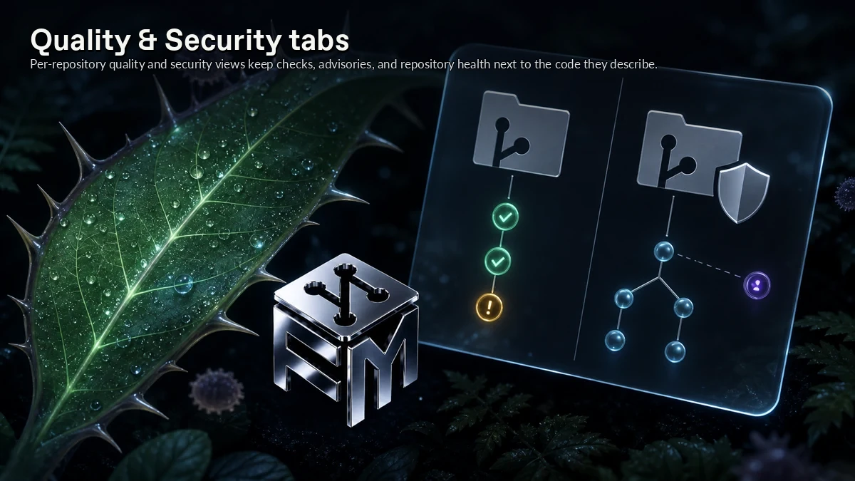 Abstract ForkMesh artwork for Quality & Security tabs
