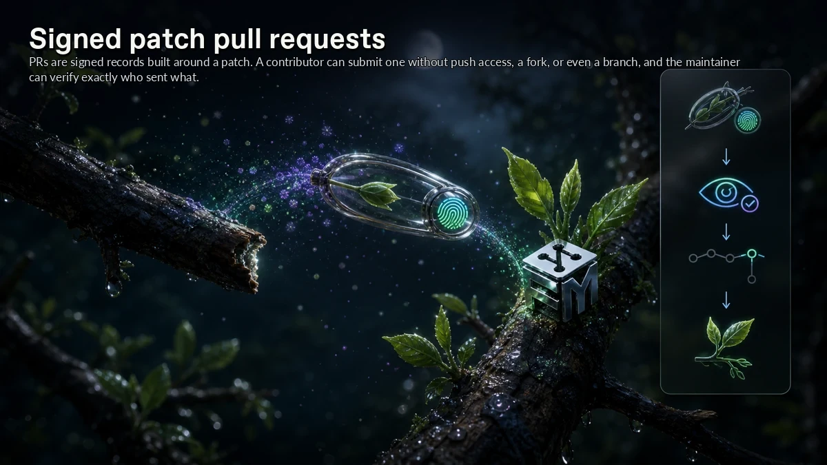 Abstract ForkMesh artwork for Signed patch pull requests