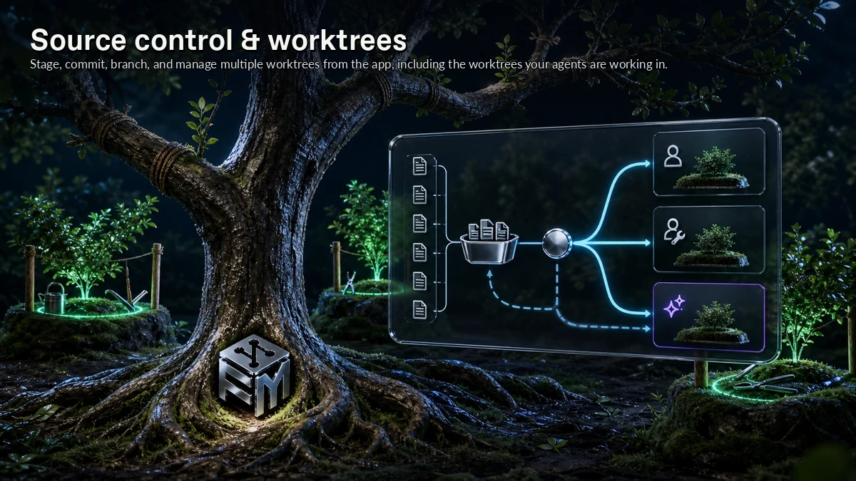 Abstract ForkMesh artwork for Source control & worktrees