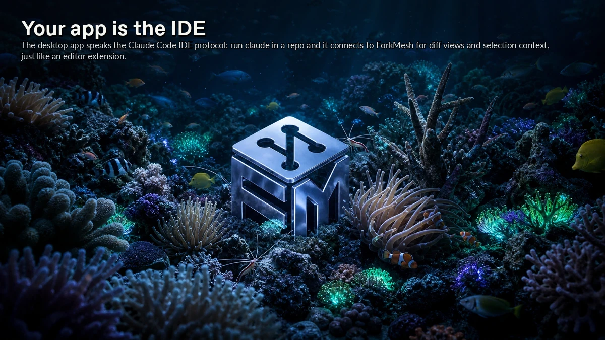 Abstract ForkMesh artwork for Your app is the IDE